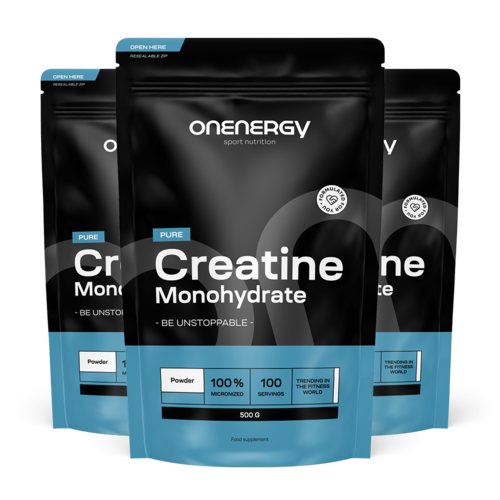 3x Pure kreatin monohidrat v prahu, skupaj 1500 g