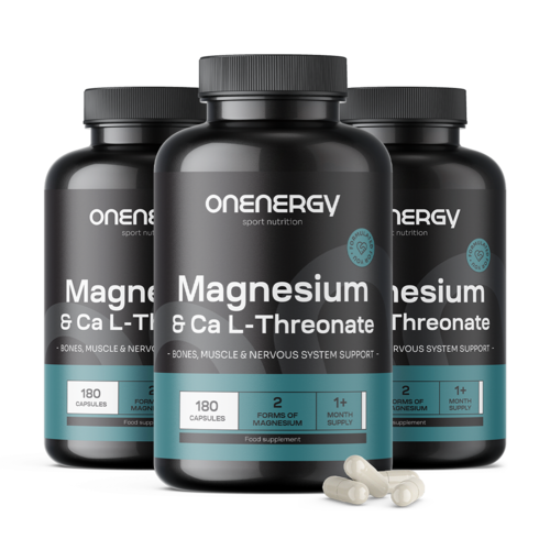 3x Magnezij + Kalcijev L-Treonat, skupaj 540 kapsul