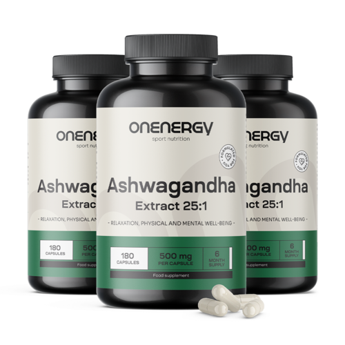 3x Ašvaganda 500 mg – izvleček 25:1, skupaj 540 kapsul