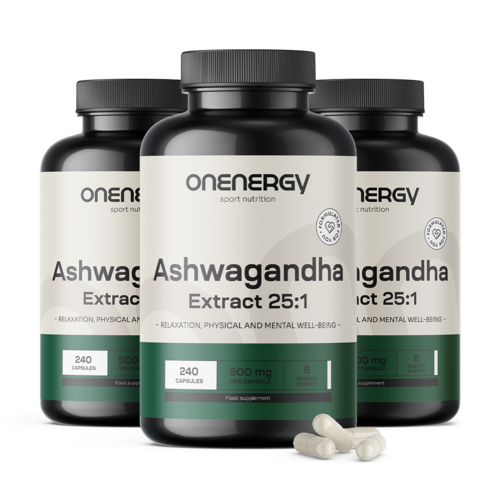 3x Ašvaganda 500 mg – izvleček 25:1, skupaj 720 kapsul