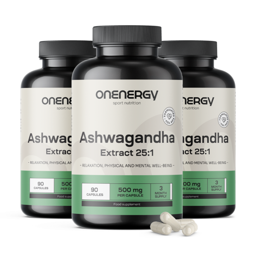 3x Ašvaganda 500 mg – izvleček 25:1, skupaj 270 kapsul