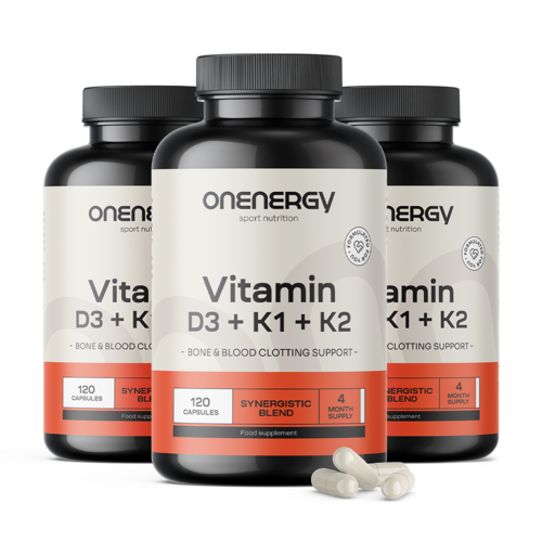 3x Vitamin D3 + K1 + K2, skupaj 360 kapsul