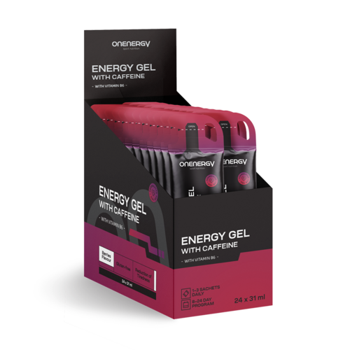 Energijski gel s kofeinom – jagodičevje, 24 x 31 ml
